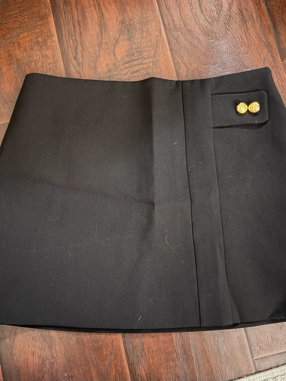 Zara Black Mini Skirt with Gold Button Detail